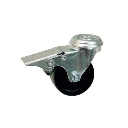 SWIVEL CASTOR 30-70kg BLACK PP PLATE OR BOLT HOLE