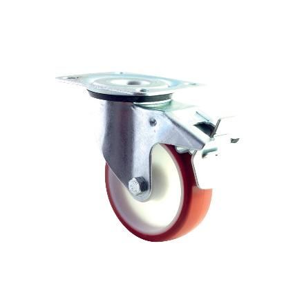 INDUSTRIAL SWIVEL & FIXED CASTOR 100-350kg BROWN POLYURETHANE TOP PLATE OR BOLT HOLE FIXING