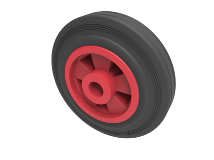 WHEEL BLACK RUBBER ON RED CENTRE